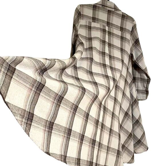 tulip brand clothing plaid cotton boho 2 pocket button full sweep tunic XS - Picture 6 of 11